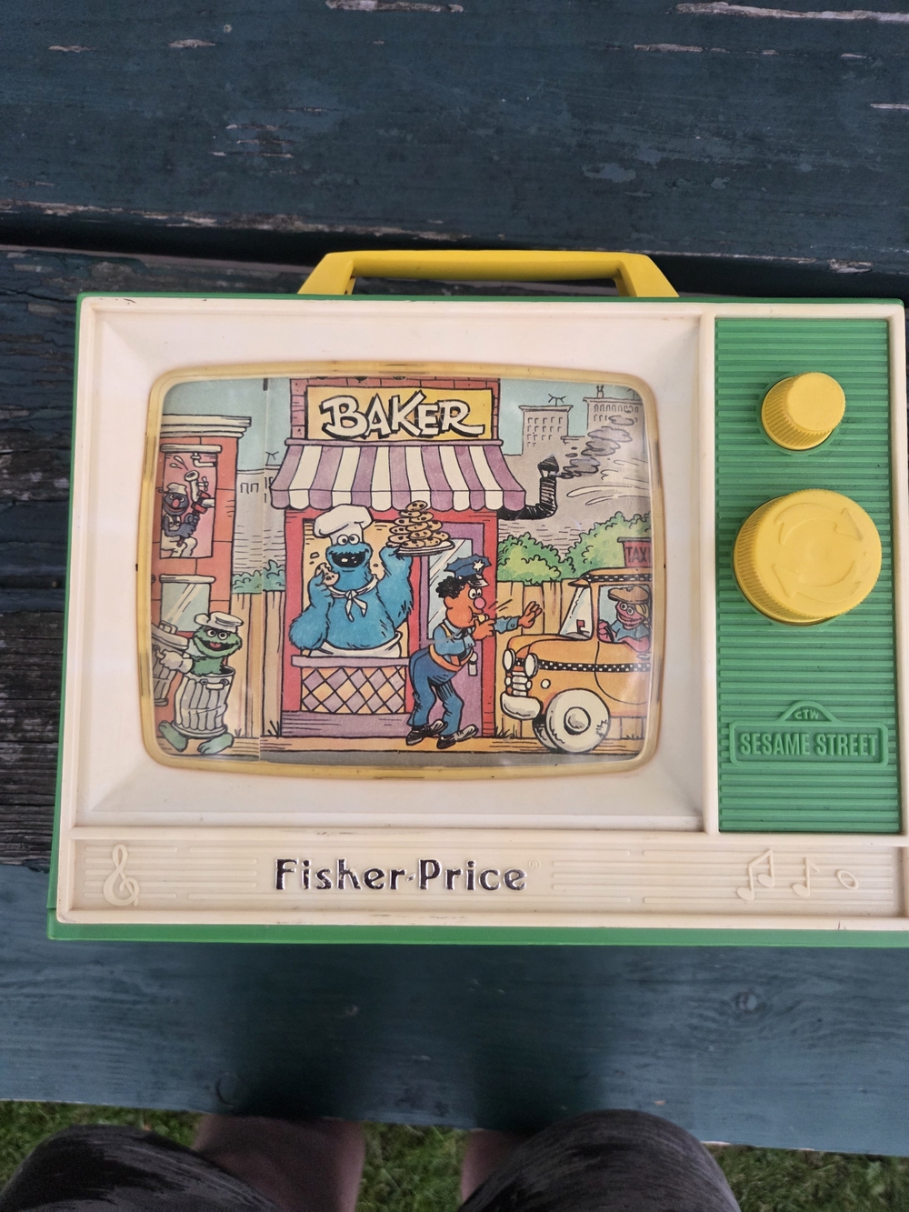 Fisher-Price Sesame Street Play TV in Green, Yellow and White